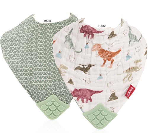 Nuby Baby Bibs - 3 Pc Muslin Bibs - Reversible 100% Natural Cotton Teething Bib - Baby Bibs For Girls And Boys, Baby Essentials