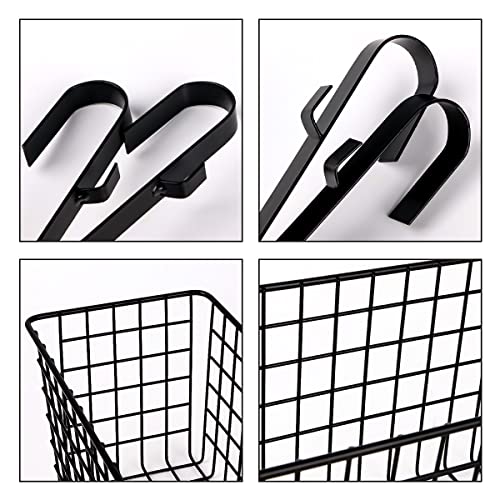 Ymeibe 2 Pack Bedside Hanging Wire Basket for Storage Bedside Caddy Hanging Organizer Bunk Bed Shelf Holder Pocket for College Dorm Room Baby Bed Rails (Black/Large)