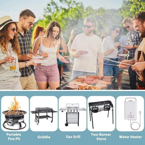 SHINESTAR 2 Feet Universal Gas Grill Regulator and Hose, Replacement for Weber, Charbroil, Nexgrill Grill, Propane Patio Heater and Fire Pit