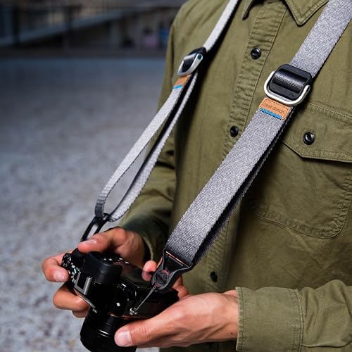 Peak Design Slide Lite Camera Strap, Ash, Configurable as a Sling, Neck or Shoulder Strap, Quick Release and Connection, Smooth and Grippy Side, Camera Straps for Photographers, 200 lb Capacity