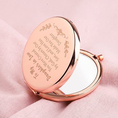 FEELMEM to My Daughter in Law Compact Mirror Bridal Shower Makeup Mirror Future Daughter in Law Gifts from Mother in Law