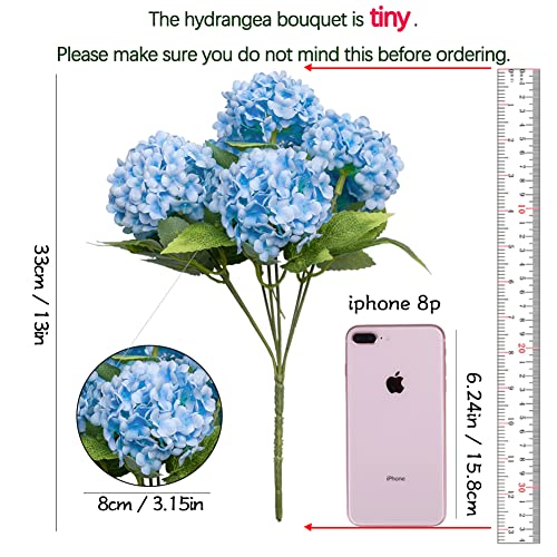 GREENTIME 13” Artificial Hydrangea Flowers Faux Hydrangea Bouquet with 7 Head 3.15” Tiny Hydrangea for Wedding Bouquet Party Home Decor DIY Baby Shower Centerpieces Tables Decoration(Burgundy)