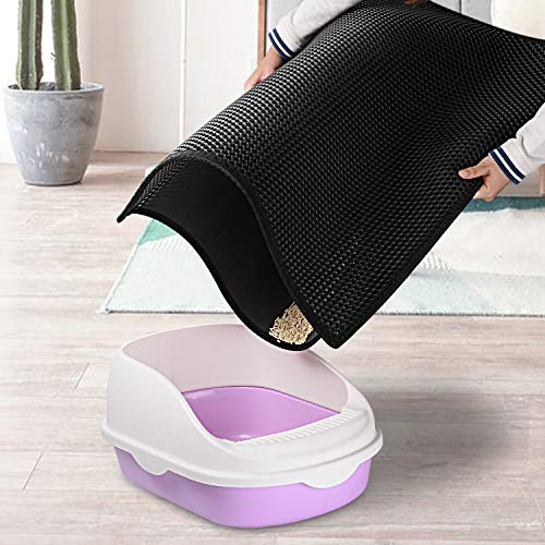 Pieviev Cat Litter Mat Double Layer Waterproof Urine Proof Trapping Mat 1 Pack (Black, 24x15 Inch (Pack of 1))