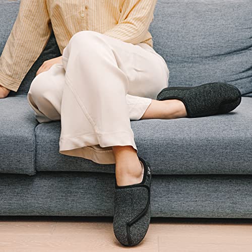 LongBay Women's Furry Memory Foam Diabetic Slippers Comfy Cozy Arthritis Edema House Shoes (7 B(M), Black)