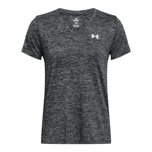 Under Armour Womens Tech Twist Short Sleeve V Neck, (350) Matrix Green/White/White, Small