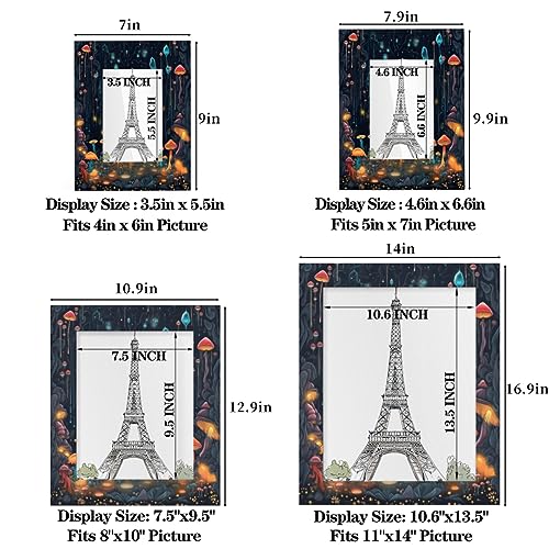 Bardic 4x6Picture Frames, Psychedelic Mushrooms Wooden Photo Frame Fits 3x5 with Mat or 4x6 Without Mat Photo Frames for Wall Mounting or Tabletop Display for Home Gallery Decor
