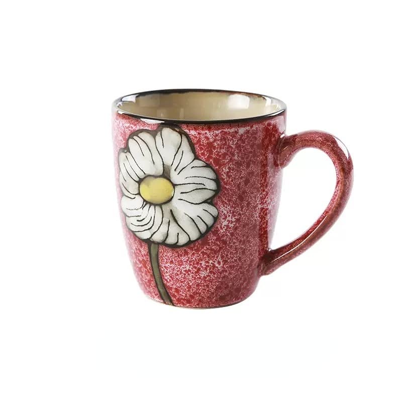 rockgoldbug Ceramics 12oz Cappuccino Mug,Coffee mug,Tea mug,Kiln Glazing Process,Microwave and Dishwasher Safe, Perfect For Tea, Espresso, Latte - Porcelain Mugs for Kitchen or Cafe (Red)