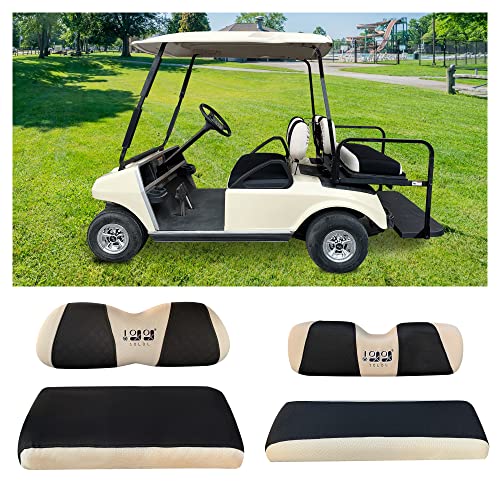 10L0L Golf Cart Front Rear Seat Cover Set for EZGO TXT RXV & Club Car DS 2000-up(Flat Backrest), Made of 3D Air Mesh Polyester Fabric Breathable Washable, Black