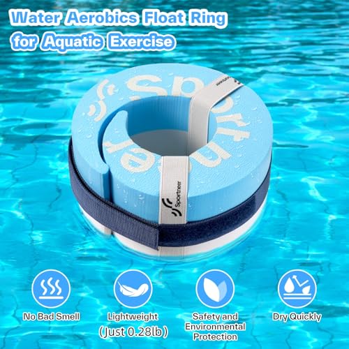 Foam Aquatic Cuffs Exercise Equipment: Sportneer Water Aerobics Float Ring with Adjustable Webbing Pool Exercise Workout Set Water Ankle Ring