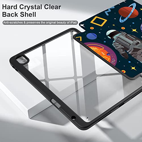 Batianda Case for 11-inch iPad Air 2024 M2 Chip/iPad Air 5th/4th 10.9 inch [Built-in Pencil Holder] Shockproof Cover with Clear Transparent Back Shell TPU Bumper,Auto Sleep/Wake,Gold Blue
