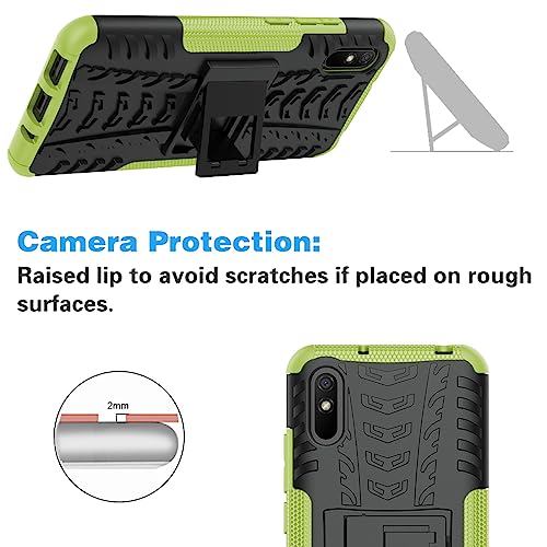 Asuwish Phone Case for Xiaomi Redmi 9A Redme 9i with Tempered Glass Screen Protector and Slim Stand Hybrid Heavy Duty Rugged Protective Cell Cover Redmi9A A9 Redmi9i i9 Kickstand Women Men Blue