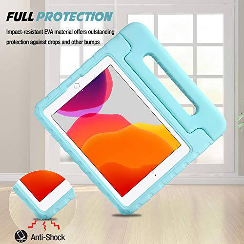 ProCase Kids Case for iPad 9th Generation/iPad 8/iPad 7, iPad 10.2 Case 2021 2020 2019/iPad Air 10.5/iPad Pro 10.5 Kids Case, Shockproof Lightweight Case with Convertible Handle Stand-Aqua