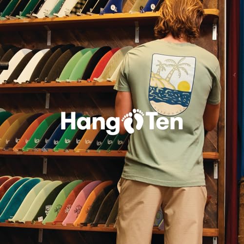 Hang Ten Men's Short Sleeve T Screens Impr - Land Point Ss Tee in Cream | Land Point Ss Tee, Small