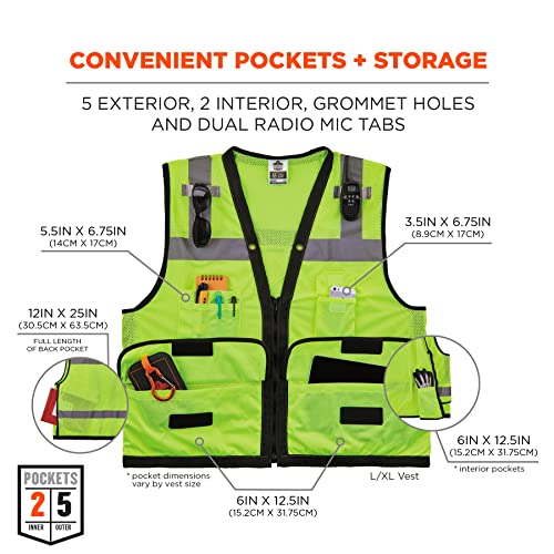 Ergodyne unisex adult Heavy-duty Class 2 Heavy Duty Mesh Surveyors Vest, Lime, Small-Medium US