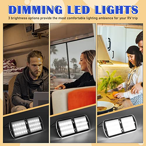 Ristow RV LED Interior Lights 12-18V 4 Pack Dimmable Ceiling Light 6W, Camper Lighting with 4 Colors for RV/Trailer/Camper/Boat, Warm White Light/Natural White/Cool White Light/Blue 4000-4500K, 700LM