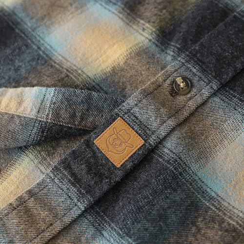 Dubinik® Mens Flannel Shirt Long Sleeve Button Down Plaid All Cotton Soft Brushed Flannel Shirt for Men Utility Casual Shirt Navy Blue White
