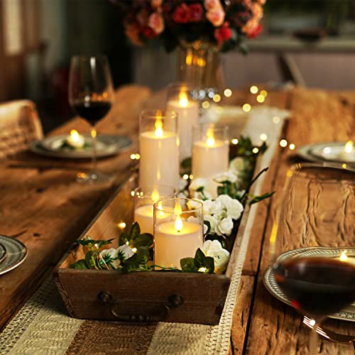 Homemory Amber Flickering Flameless Candles, Battery Operated Acrylic LED Pillar Candles with Remote Control and Timer, Set of 5