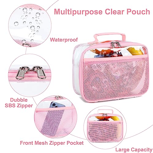 BTOOP Clear Backpack for School Kids Girls with Clear Lunch Box Large See Through Book Bags Heavy Duty Transparent Plastic Backpacks for Teens Women Work Stadium