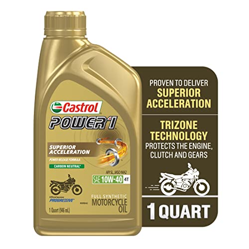 Castrol Power1 4T 10W-40 Full Synthetic Motorcycle Oil, 1 Quart, Pack of 6