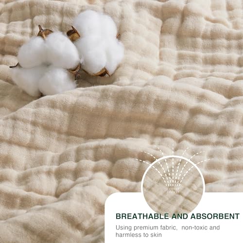 Love's cabin 6 Layer Cotton Muslin Blanket, 50"x60" Throw Muslin Blanket for Couch Bed, Apricot Muslin Throw Blanket, Cotton Gauze Blanket for Adult, Lightweight and Breathable Blanket All Season
