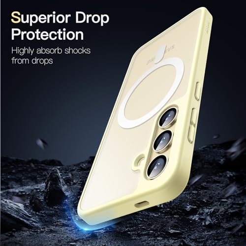 JETech Magnetic Case for Samsung Galaxy S24 5G, Compatible with MagSafe, Translucent Matte Back Shockproof Phone Cover (Amber Yellow)