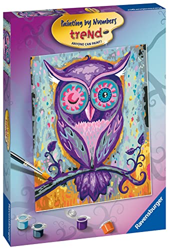 Ravensburger Dreamy Owl Paint by Numbers Kit for Children - Painting Arts and Crafts for Kids Age 12 Years Up, Purple