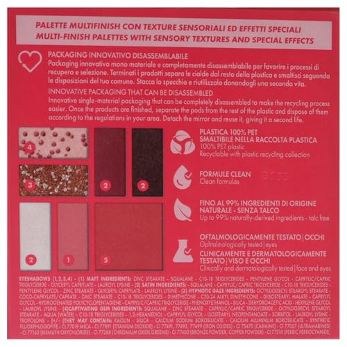 Pupa Milano Make-Up Palette S, 003 Coral, 0.28 oz - 7 Pan Eyeshadow Palette and Blush Palette with Matte, Shimmer Finish - Blendable Velvety Texture - Compact Travel-Friendly - Talc-Free Eye Makeup