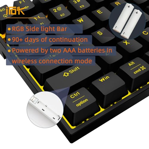 IROK ZN84 RGB TKL 80% 84 Keys Wireless BT5.0/2.4G/USB-C Hot Swappable Mechanical Keyboard Customizable Backlit Gaming Keyboard-BlackYellow/Brown Switch