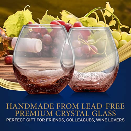 NutriChefKitchen Stemless Sleek Design, Hand Blown & Personally Crafted Set of 2, Lead-Free, Dishwasher Safe, 2 Count (Pack of 1), Ideal Gift For Any Occasion: 3.94"W x 4.33"H