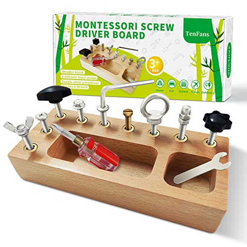 Montessori Toys for 3 4 5 Year Old, Montessori Screwdriver Board, Kids Wooden Toys, Fine Motor Skills Toys, Sensory Preschool Learning Toys for Toddler Travel