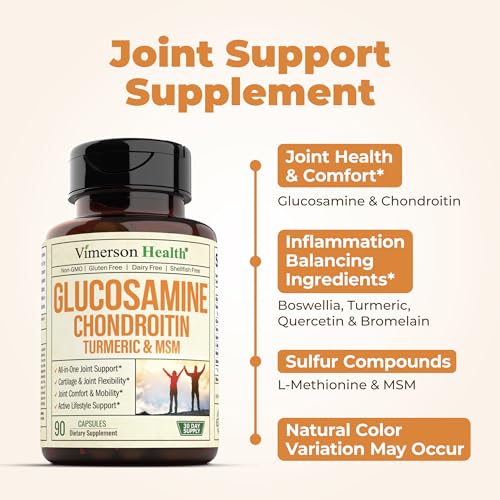 Glucosamine Chondroitin MSM and Turmeric Supplement - Joint Support Supplement with Boswellia & Glucosamine Sulfate 1500 mg. Joint Health Chondroitin Sulfate MSM Supplement for Women & Men 2 Pack