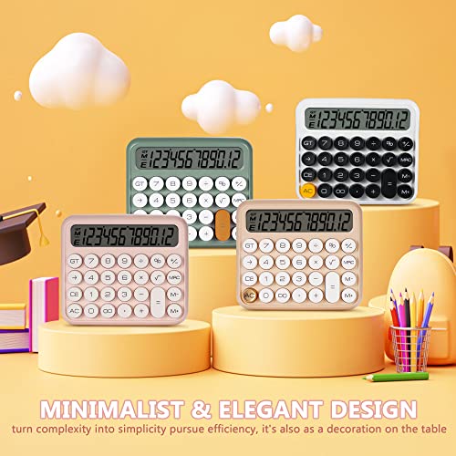 GUDTEKE Mechanical Switch Desktop Calculator - 12 Digit Large LCD Display, Big Button, Automatic Sleep, Battery Operated