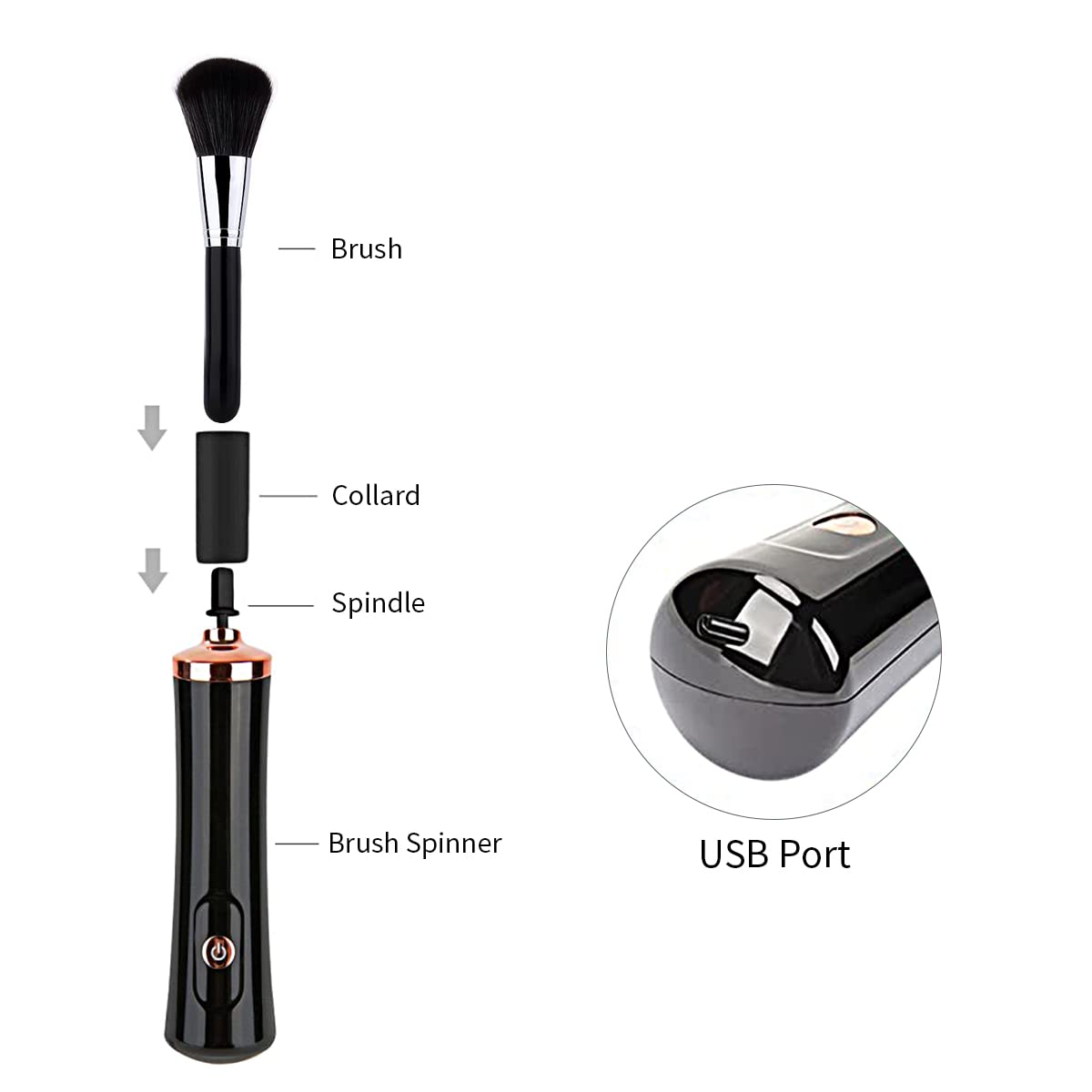 Premium Makeup Brush Cleaner Dryer Electric Brush Cleaner Brush Cleaner - Includes Brush Head Rotator (USB)