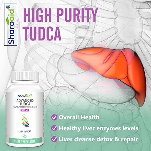 Sharoaid TUDCA Liver Support Supplements 1200 mg-Third Party Tested-High Strength Formula-Bile Salts for Liver Detox Cleanse-Vegan Capsules for Liver,Kidney,Gallbladder Health,1 Bottle-60 Capsules