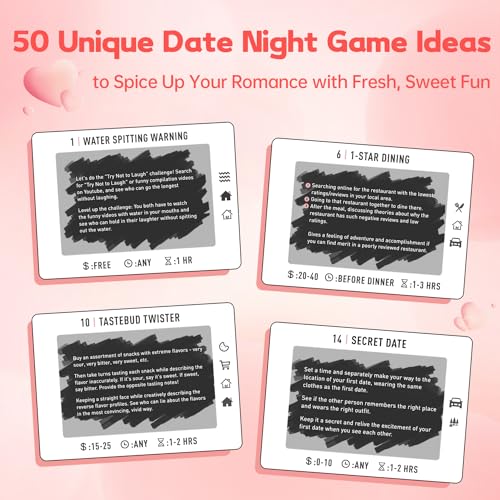 Date Night Challenge - 50 Fun & Romantic Scratch Off Date Ideas for Couples, Gifts for Him, Her, Husband, Boyfriend, Men - Couples Gift Ideas for Christmas, Valentine's Day, Anniversary, Wedding
