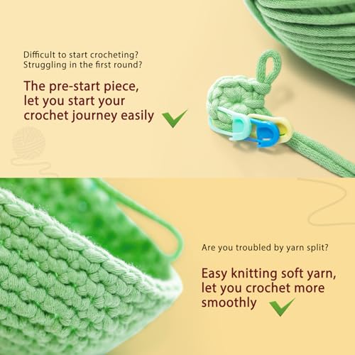 Crochet Kit for Beginners Adults - Cow Starters Crocheting Animal Kits for Kids, DIY Craft Birthday Gift with Crochet Yarns, Hook, Step-by-Step Video, Instruction and Crochet Accessories