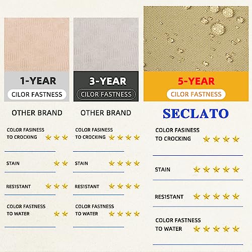 SECLATO Patio Chair Cushion 22x20x3 Inch Waterproof Outdoor Seat Cushions for Patio Furniture 5-Year Color Fastness Garden Sofa Couch Chair Pads with Handle and Adjustable Straps(2 Pack, Beige)