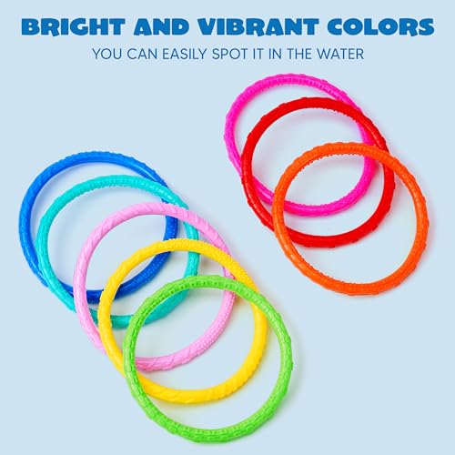 JOYIN Dive Rings Pool Toys, 8 Pcs Colorful Pool Rings for Kids, Underwater Training Pool Diving Rings, Swimming Pool Dive Ring Toy for Kids Gifts Summer Swim Water Fun Pool Games(Diving Circles)