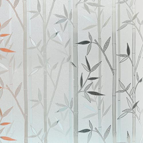 Static Cling Window Film,Privacy Door Film,Decorative Glass Film,Bamboo Stained Glass Window Tint Anti UV for Home and Office Decoration,17.5 inches by 78.7 inches