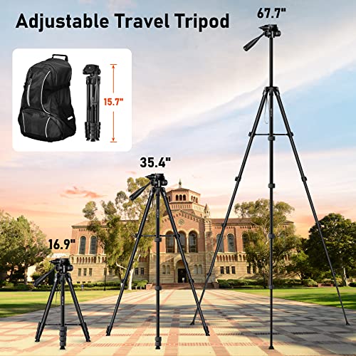 JOILCAN Camera Tripod, 68" Tablet Tripod Stand for Phone Cameras, Travel Tripod Compatible with iPad iPhone DSLR SLR Projector, Cell Phone Tripod Stand with Remote/Travel Bag / 2 in 1 Mount