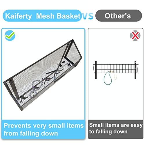 Kaiferty Hooks Organizer, Stainless Steel 12-Hook Over The Door Organizer with Mesh Basket, Bathroom Kitchen Bedroom Office Organizer (Black)