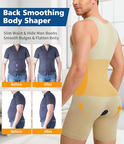 IFKODEI Men Shapewear Tummy Control Bodysuit Waist Trainer Full Body Shaper Fajas Compression Shirts Shorts Slim Belly