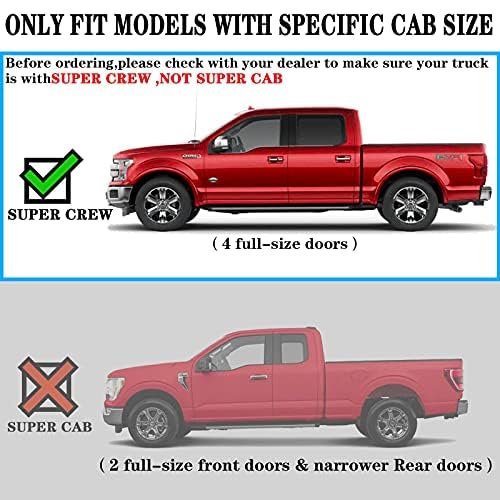 COMNOVA Side Step Nerf Bar Running Board Replacement for Ford F-150 Crew Cab 04-14（4 Full Size Door）,6 Inch Step Pad Design,OE Style (Black Powder-Coating).