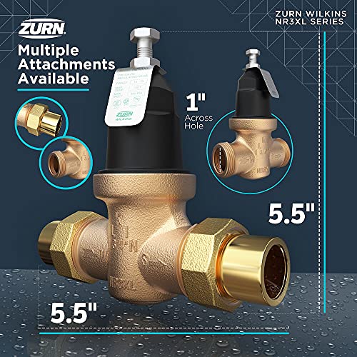 Zurn Wilkins 1-NR3XLDUC 1" NR3XL Pressure Reducing Valve with Double Union FNPT Copper Sweat Connection