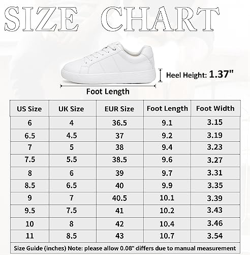 Vepose White Sneakers 8012A Fashion Comfortable Cute Lace up Shoes for Women Size 6(CJY8012A White 06)