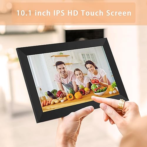 PULLOON Digital Picture Frame,10.1 Inch WiFi Cloud Photo Frame, 1280 * 800 IPS HD Touch Screen, Auto-Rotate, Wall-mountable, 32GB Storage, Share photos and videos remotely Anytime via Uhale app