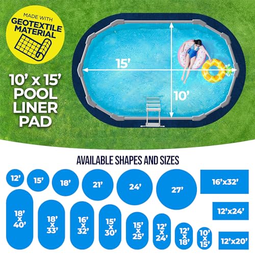 Shop Square 10-Foot-by-15-Foot Oval Pool Liner Pad for Above Ground Pools - Under Pool Padding, Above Ground Pool Pad Oval, Puncture Protection, Extend Liner Life, Durable Geotextile Material