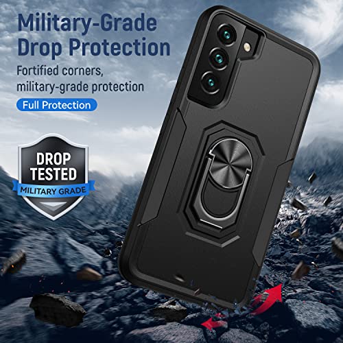 Fucozan for Samsung Galaxy S22 Plus Case Galaxy S22+ Case with Kickstand Armor Magnetic Ring Rugged Protective Military Grade Shockproof Case for Galaxy S22 Plus Phone Case (Black)