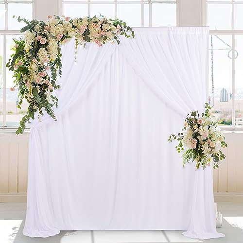 White Tulle Backdrop Curtain 5ft x 7ft Wedding Photo Drape for Backdrop 2 Layers Sheer Curtains for Baby Shower Birthday Party