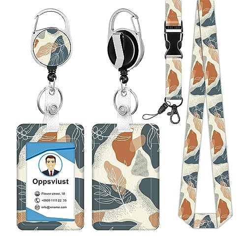 Oppsviust Badge Holder and Heavy Duty Retractable Reel Clip, ID Badge Holders with Retractable Clip, ID Badge Holder with Breakaway Lanyard for Nurse Teacher Student Office Christmas Gifts, Flag